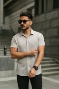 Erkek Kısa Kollu örme Kumaş Pamuklu Gömlek resmi